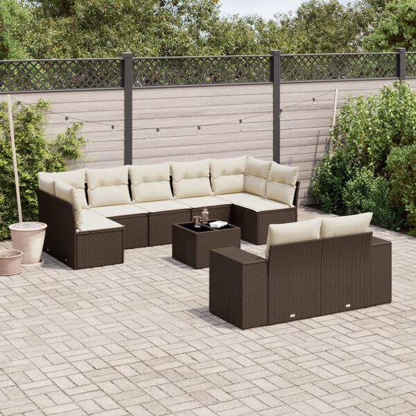 vidaXL Garden Sofa Set Brown and Cream White
