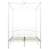 vidaXL Bed Frame White Metal Double Decorative Inlays Bed Frame
