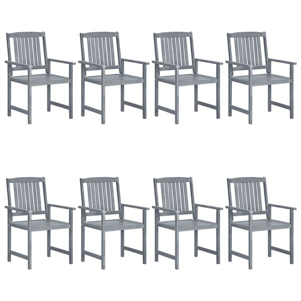 vidaXL Garden Chair Set of 8 Grey Solid Acacia wood Medium Durable