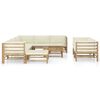 vidaXL Garden Lounge Set Cream White Bamboo 10-piece set Modular
