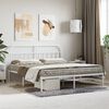 vidaXL Bed Frame White Powder-Coated Steel Super King Bed Frame