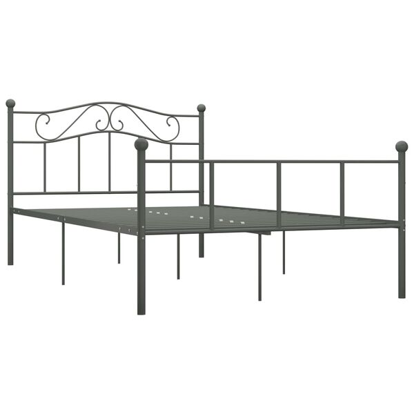 vidaXL Bed Frame Grey Metal Double Durable Bed Frame Rectangular