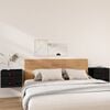 vidaXL Wall-mounted Bedside Cabinet Set of 2 Black Solid pine wood