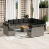 vidaXL Garden Sofa Set Grey PE Rattan Large Adjustable Feet