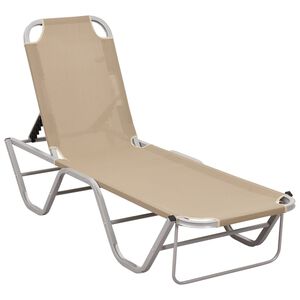 vidaXL Sun Lounger Cream and Silver Aluminum and Textilene Medium