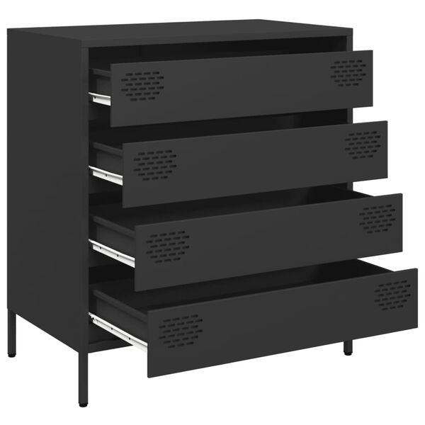 vidaXL Sideboard Black Cold-rolled steel Medium Sideboard Rectangular