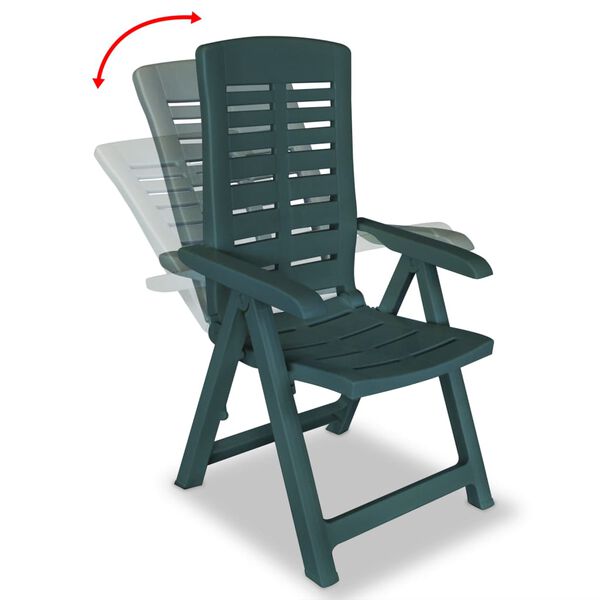 vidaXL Garden Chair Set of 4 Green Plastic Standard Foldable