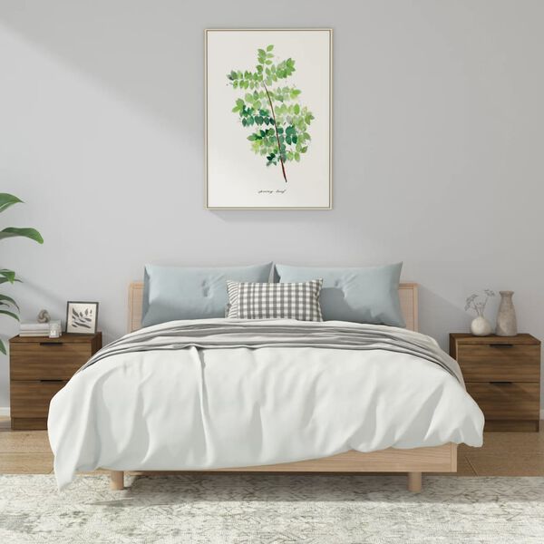 vidaXL Bedside Cabinet Set of 2 Brown oak Engineered wood Standard
