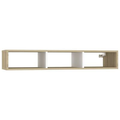 vidaXL Wall Shelf Cabinet White and Sonoma Oak 40.2"x11.8"x6.7" Engineered Wood