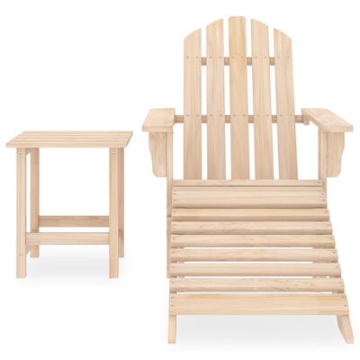 vidaXL Patio Adirondack Chair with Ottoman and Table Solid Fir Wood