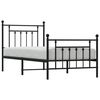 vidaXL Bed Frame Black Powder-Coated Steel Twin Metal Bed Frame