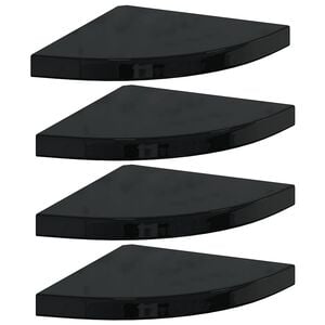 vidaXL Corner Shelf Set of 4 High gloss black Honeycomb MDF, metal