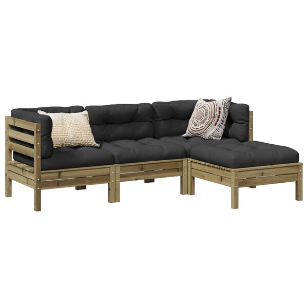 vidaXL Garden Sofa Set Anthracite, Pine Pine Wood Large Modular