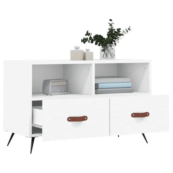 vidaXL TV Cabinet White Engineered wood, iron 31.5in x 14.2in x 19.7in
