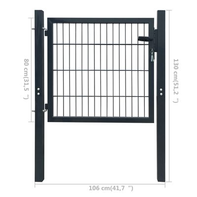 vidaXL 2D Fence Gate (Single) Anthracite Gray 41.7"x51.2"