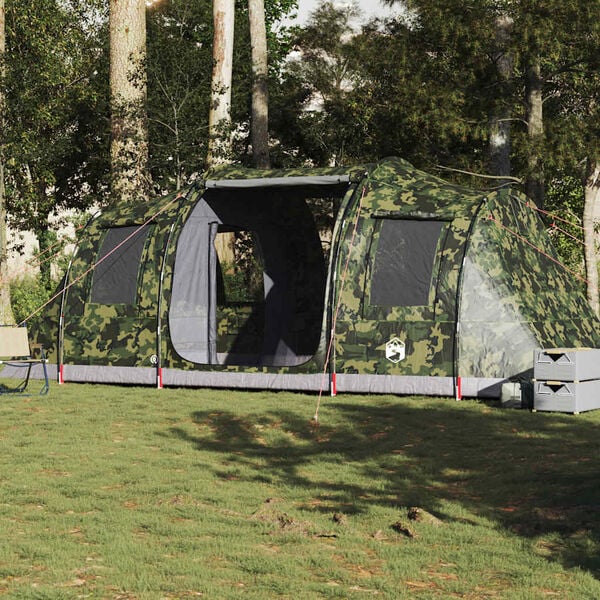 vidaXL Camping Tent Tunnel 4-Person Camouflage Waterproof