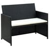 vidaXL Sofa Set Black PE rattan, powder-coated steel, polyester Medium