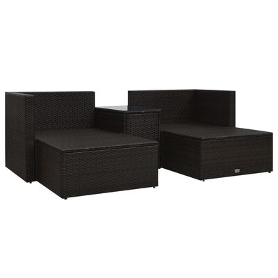 vidaXL 5 Piece Garden Lounge Set with Cushions Poly Rattan Brown