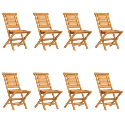 vidaXL Folding Patio Chairs 8 pcs 18.5"x24.8"x35.4" Solid Wood Teak