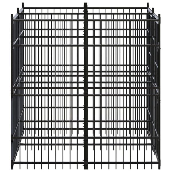 vidaXL Dog Kennel Black Powder-coated steel Large Durable Dog Kennel