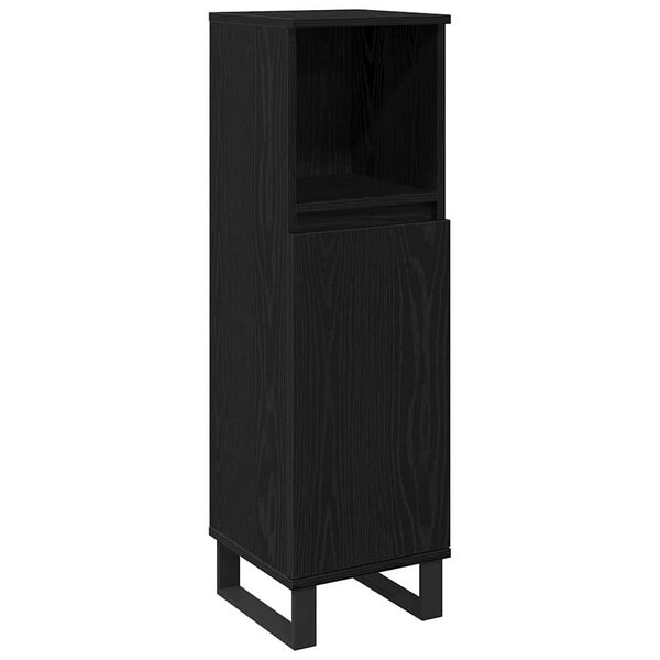vidaXL Bathroom Cabinet with Shelf Black Oak 11.81 x 11.81 x 39.37 in
