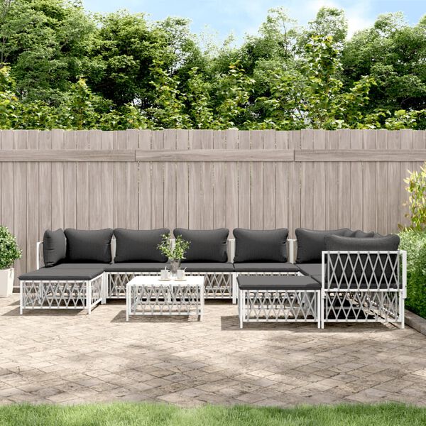 vidaXL Garden Lounge Set White, Dark Grey