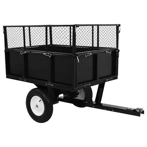 vidaXL Tipping Trailer Black Steel Large Detachable Tipping Trailer