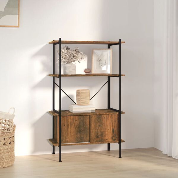 vidaXL Shelving Unit With Cabinet Dark brown and black