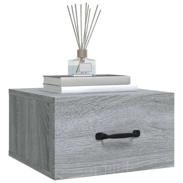 vidaXL Wall-mounted Bedside Cabinet Grey Sonoma Engineered wood