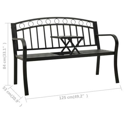 vidaXL Patio Bench with a Table 49.2" Steel Black