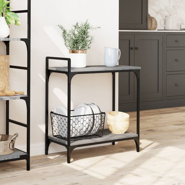 vidaXL Kitchen Trolley Gray Sonoma 23.8"x12.2"x28.5" Engineered Wood