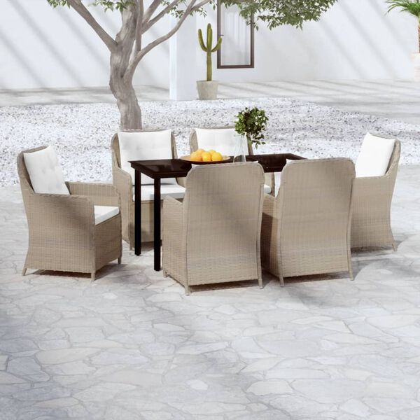 vidaXL Garden Dining Set Brown, Cream, Black