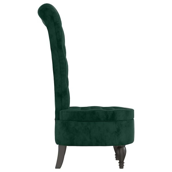 vidaXL High Back Chair Dark green Velvet, Solid wood, Plywood Single