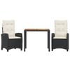 vidaXL Garden Dining Set Black, Cream White