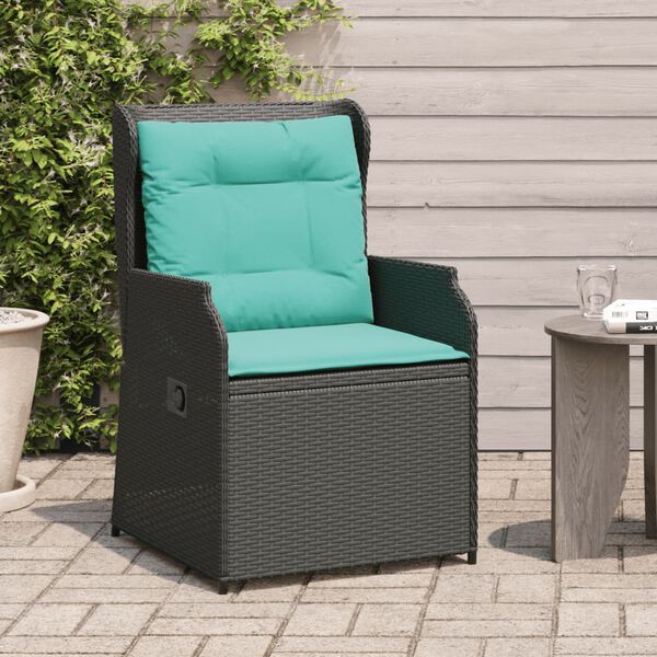 vidaXL Reclining Patio Chair Set of 2 Black PE rattan Standard