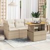 vidaXL Garden Sofa Set Beige Poly Rattan 5 Piece Set Adjustable Armrests
