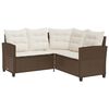 vidaXL Garden Sofa Brown, Cream White PE Rattan L-sized Sofa