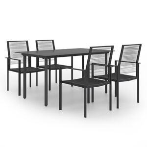 vidaXL Dining Set Black Glass Standard Durable Dining Set