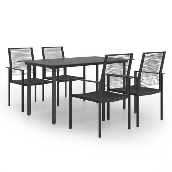 vidaXL Dining Set Black Glass Standard Durable Dining Set