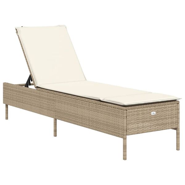 vidaXL Sun Lounger Beige PE Rattan Standard Multi-Position Backrest
