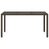 vidaXL Garden Table Brown Poly rattan, powder-coated steel, tempered glass