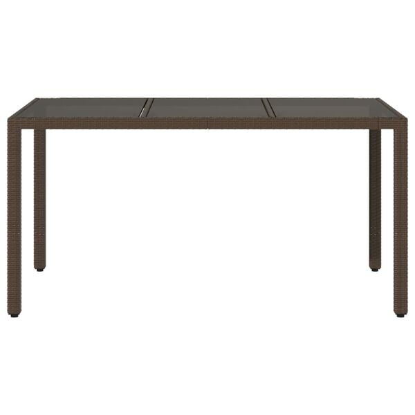 vidaXL Garden Table Brown Poly rattan, powder-coated steel, tempered glass