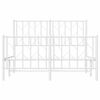 vidaXL Bed Frame White Steel Double Bed Frame Rectangular