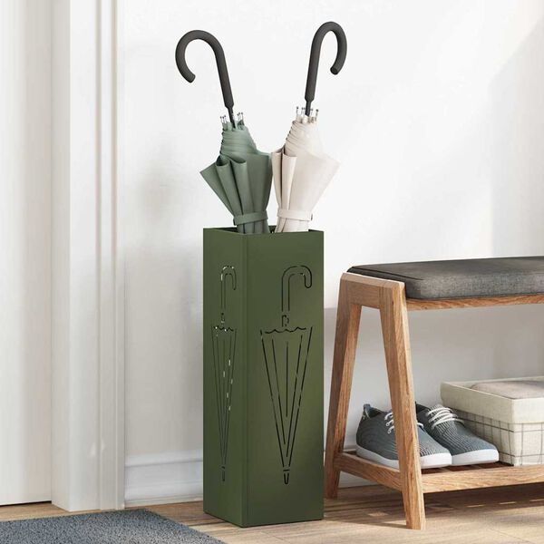 vidaXL Umbrella Stand Olive 15.5 x 15.5 x 49 cm Metal