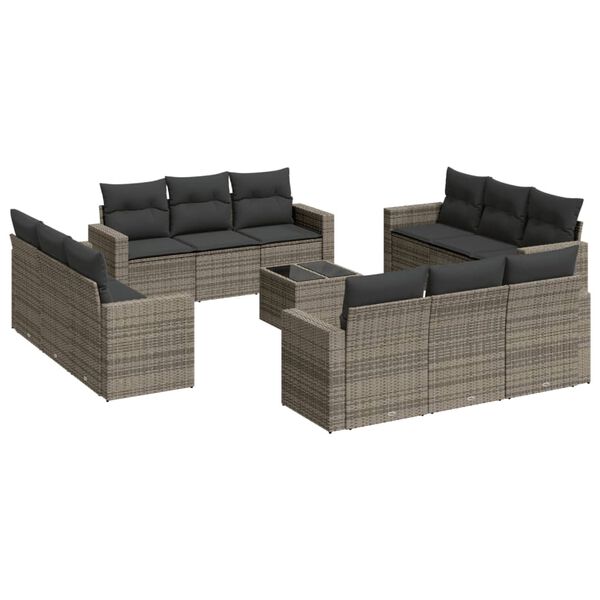 vidaXL Garden Sofa Set Grey Poly Rattan Large Garden Sofa Set