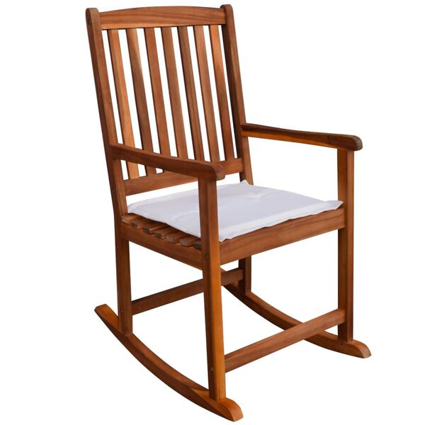 vidaXL Rocking Chair Light Brown Acacia wood, Polyester (cushions)