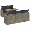 vidaXL 6 Piece Patio Sofa Set with Cushions Gray Poly Rattan
