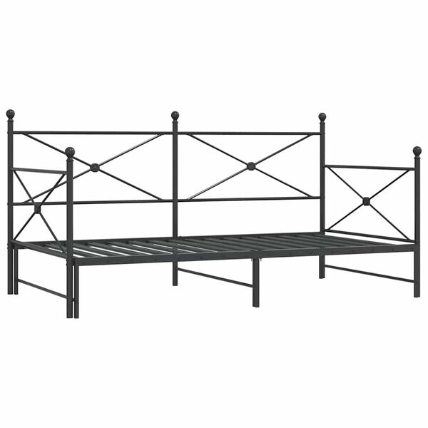 vidaXL Daybed With Trundle Black Steel 42.1 x 79.9 in