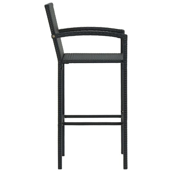 vidaXL Bar Stool Set of 4 Black PE Rattan, Powder-Coated Steel Standard