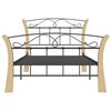 vidaXL Bed Frame Black and natural wood Powder-coated metal, solid oak wood
